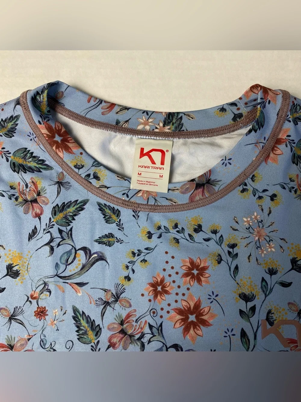 Kari Traa Fryd Baselayer Long Sleeve Shirt Blue Floral Medium - Picture 5 of 10